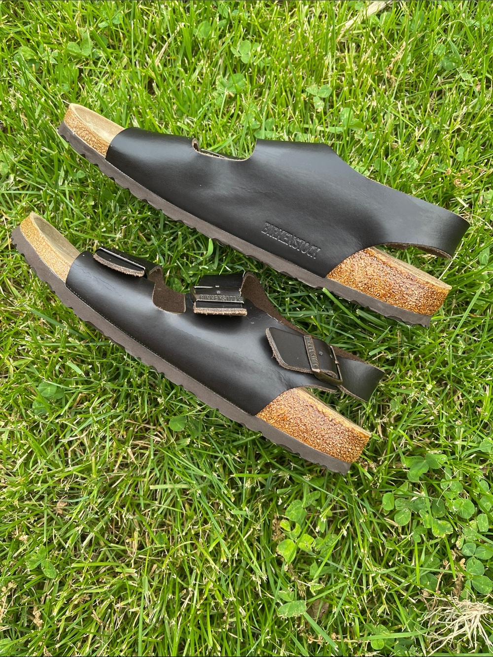 Birkenstock Black Two-Buckle Leather Sandals size 10 men’s